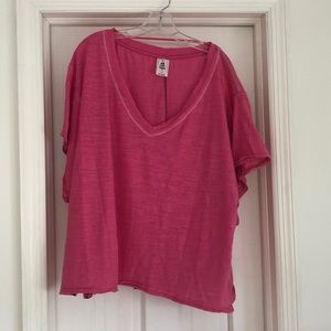 Free people oversized short sleeve pink tee shirt